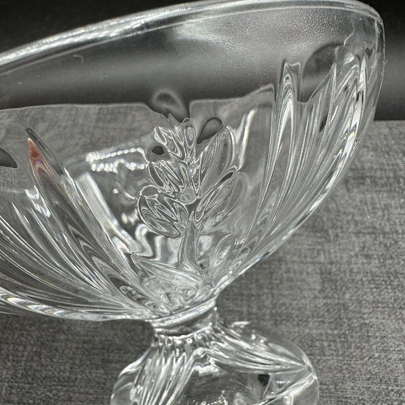 Vintage Crystal Bowl Candy Dish Footed Square Pedestal 24% Lead Czech Floral - Picture 6 of 12